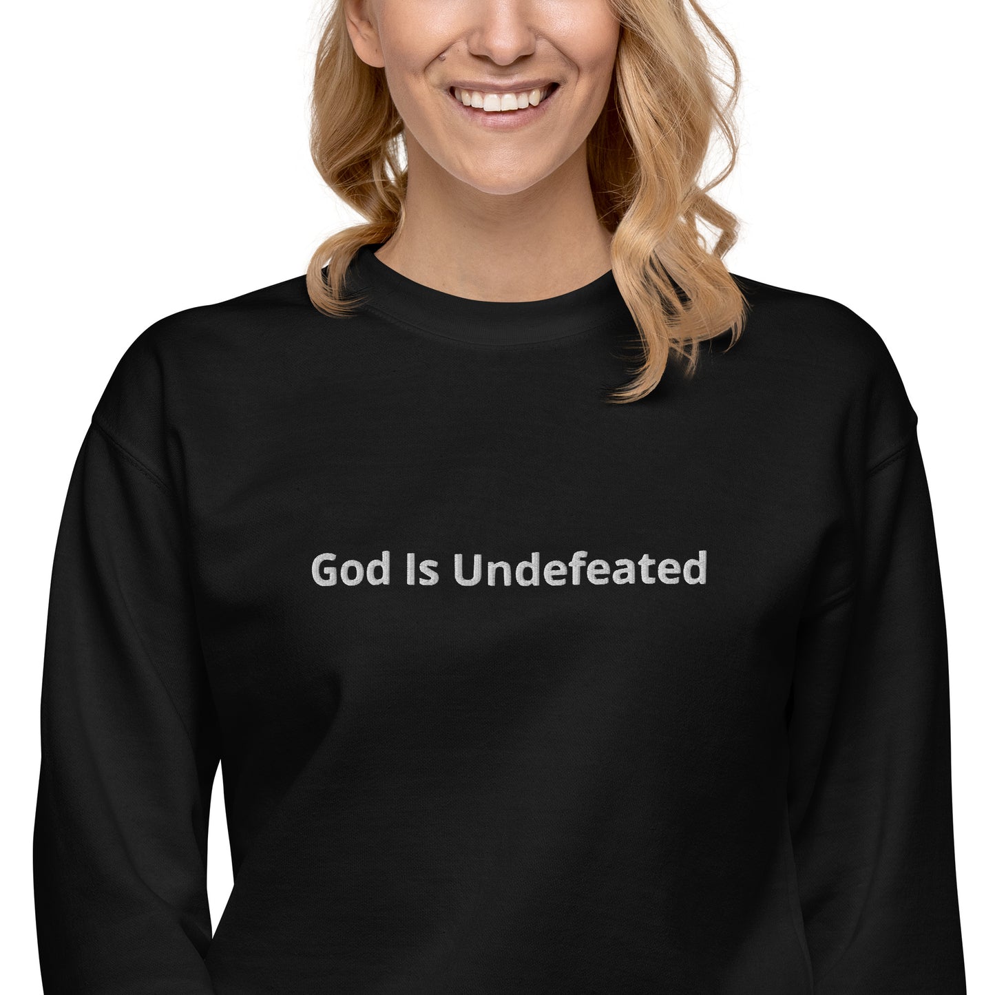 Womens Premium God is Undefeated Sweatshirt