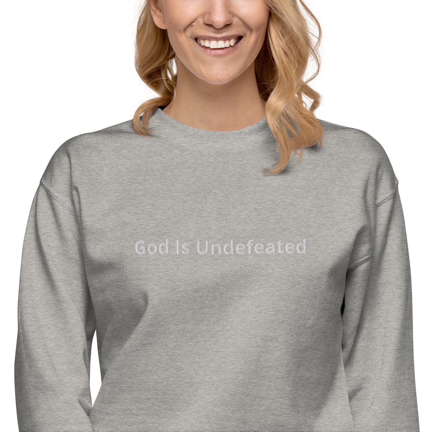 Womens Premium God is Undefeated Sweatshirt