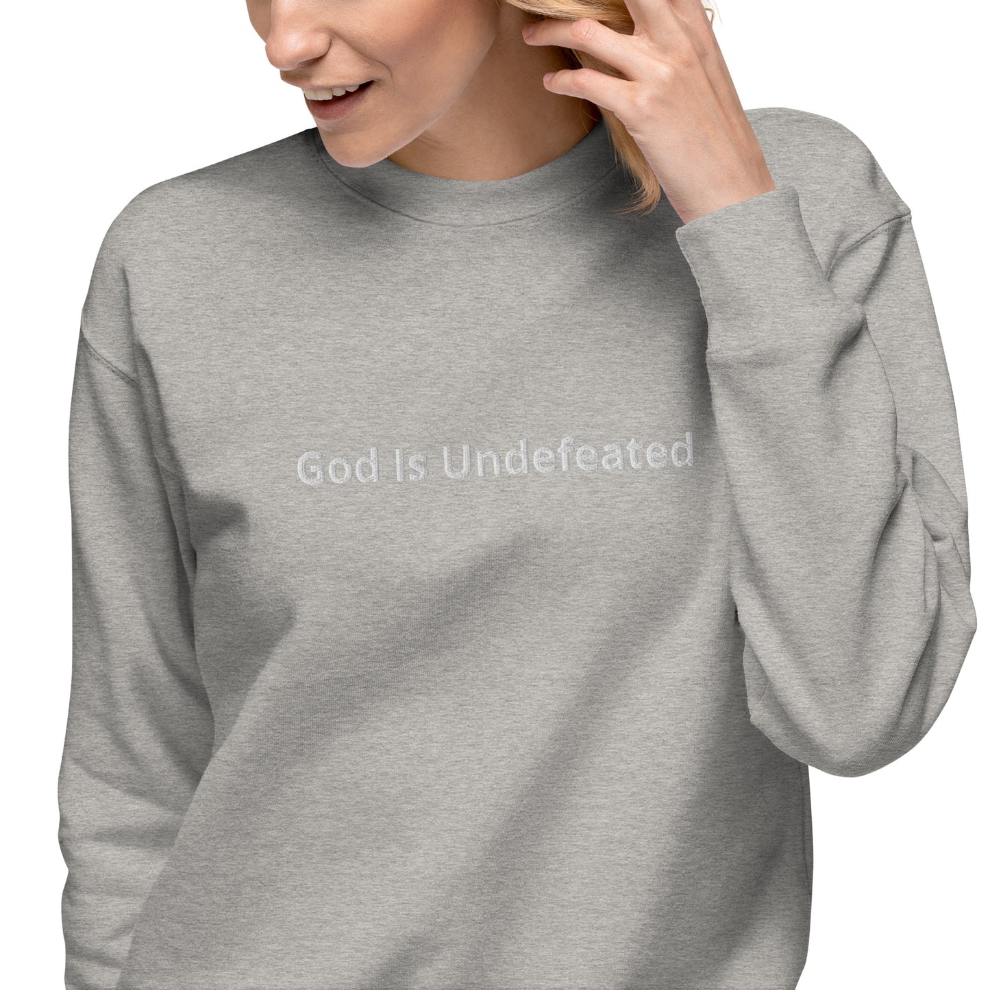 Womens Premium God is Undefeated Sweatshirt