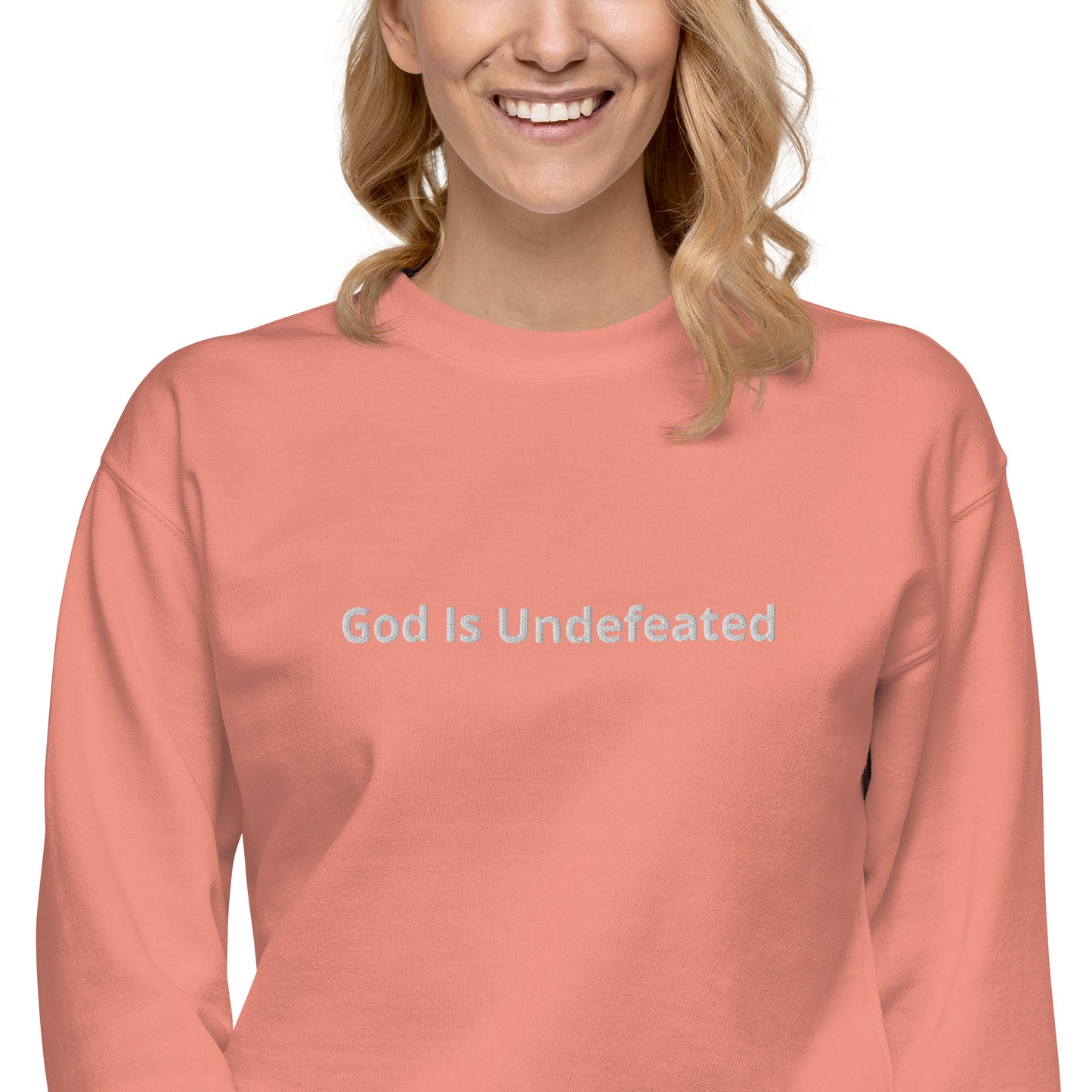 Womens Premium God is Undefeated Sweatshirt