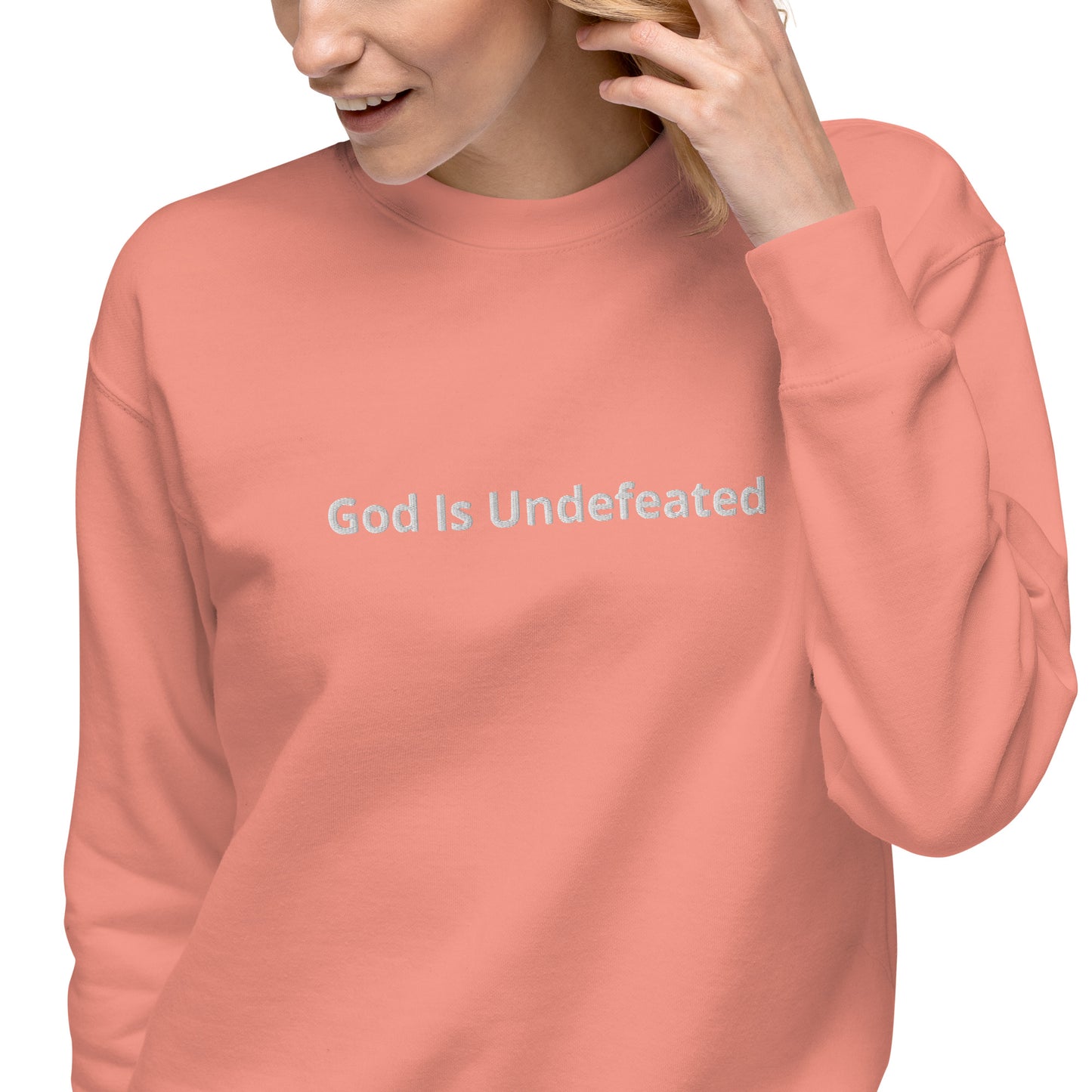 Womens Premium God is Undefeated Sweatshirt