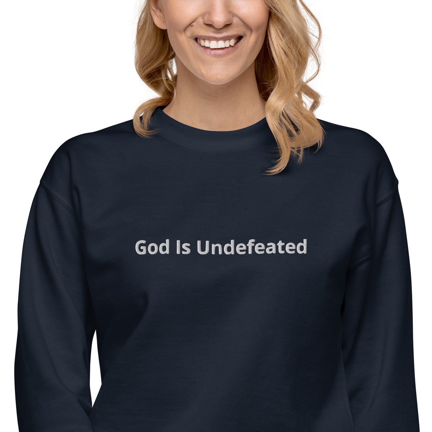 Womens Premium God is Undefeated Sweatshirt