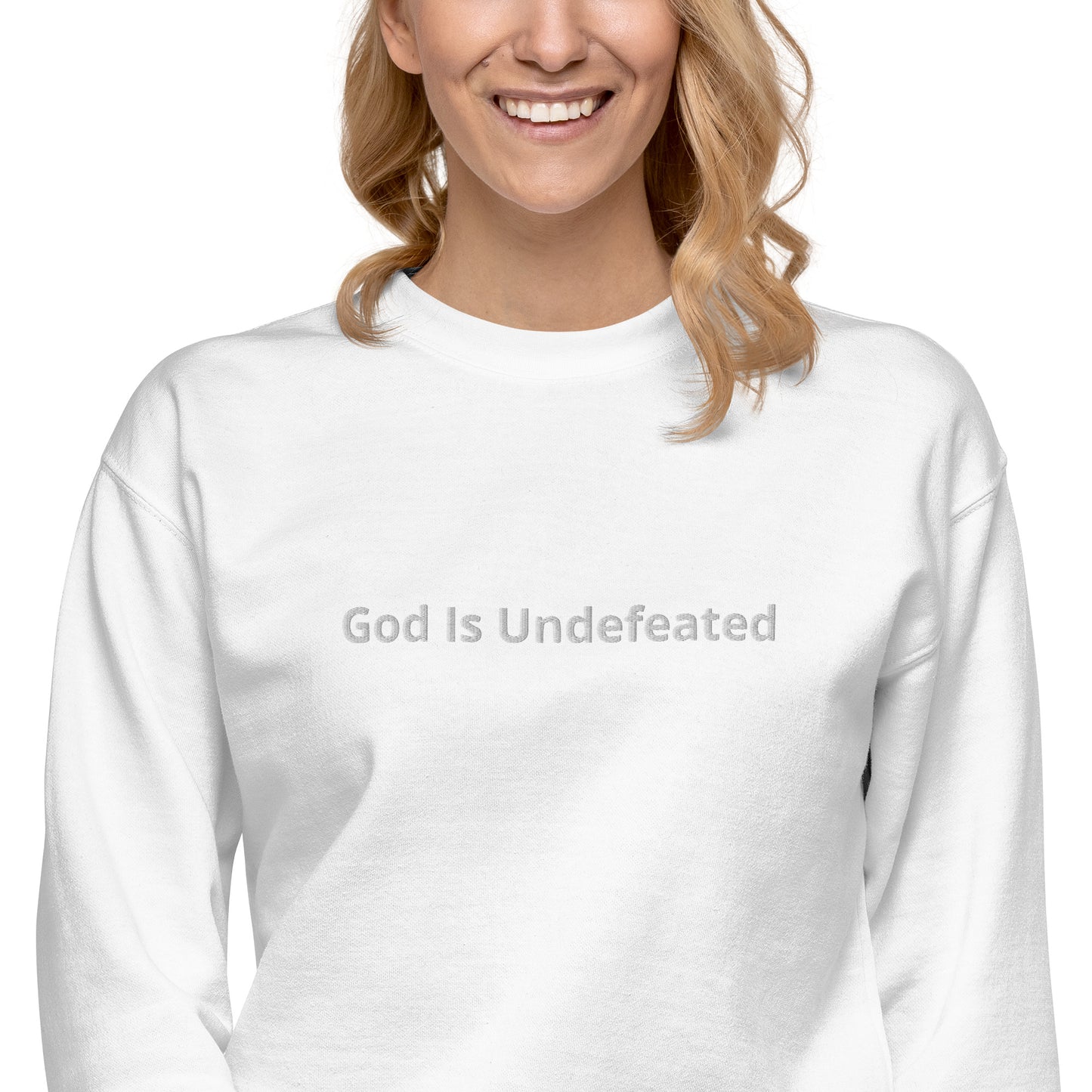 Womens Premium God is Undefeated Sweatshirt